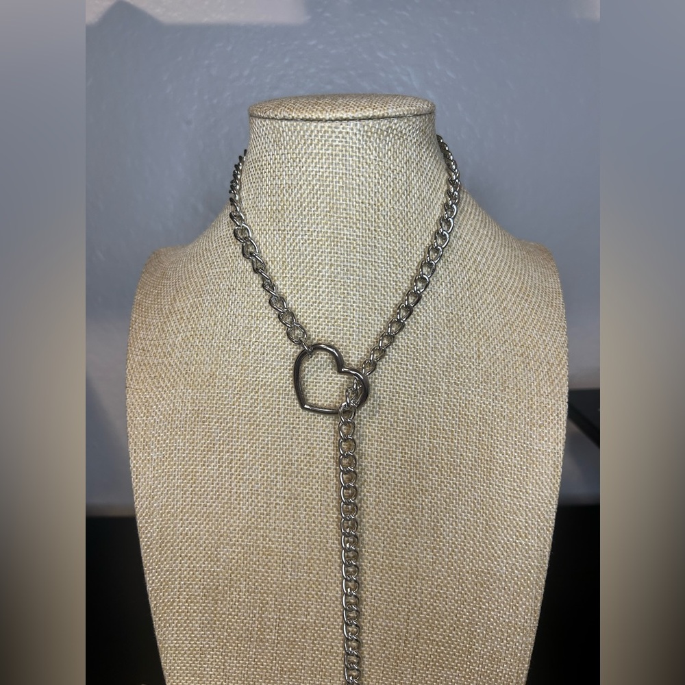 Leash Fetish Necklace with Double Heart Chain ⛓️‍💥 - 32 in - Picture 3 of 7